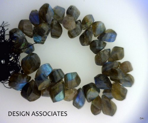 LABRADORITE 11×8-15×6 MM GRADUATED TWISTED CUT GEMSTONE BEADS AAA (176778)