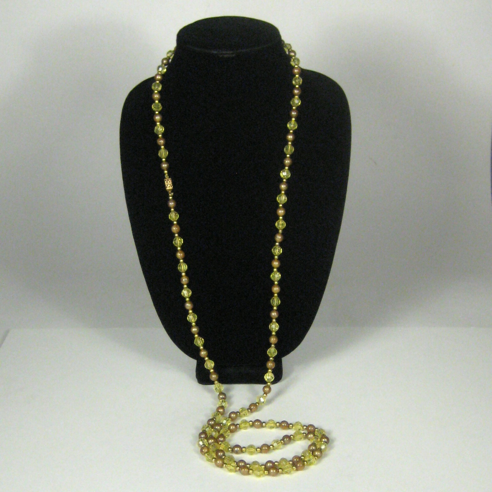 Necklace Women Goldtone 56 Inch VTG 70s 60s Estate Strand String Beaded Yellow
