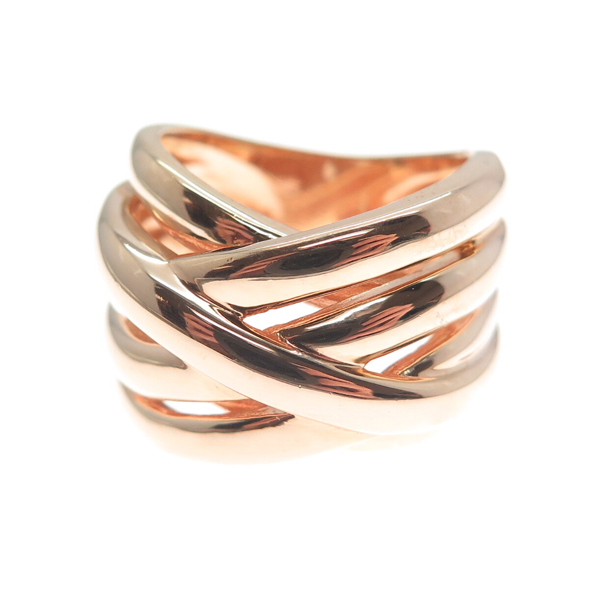 ROSS SIMONS 925 Sterling Silver Rose Gold Plated Interlocked Ring Size 6