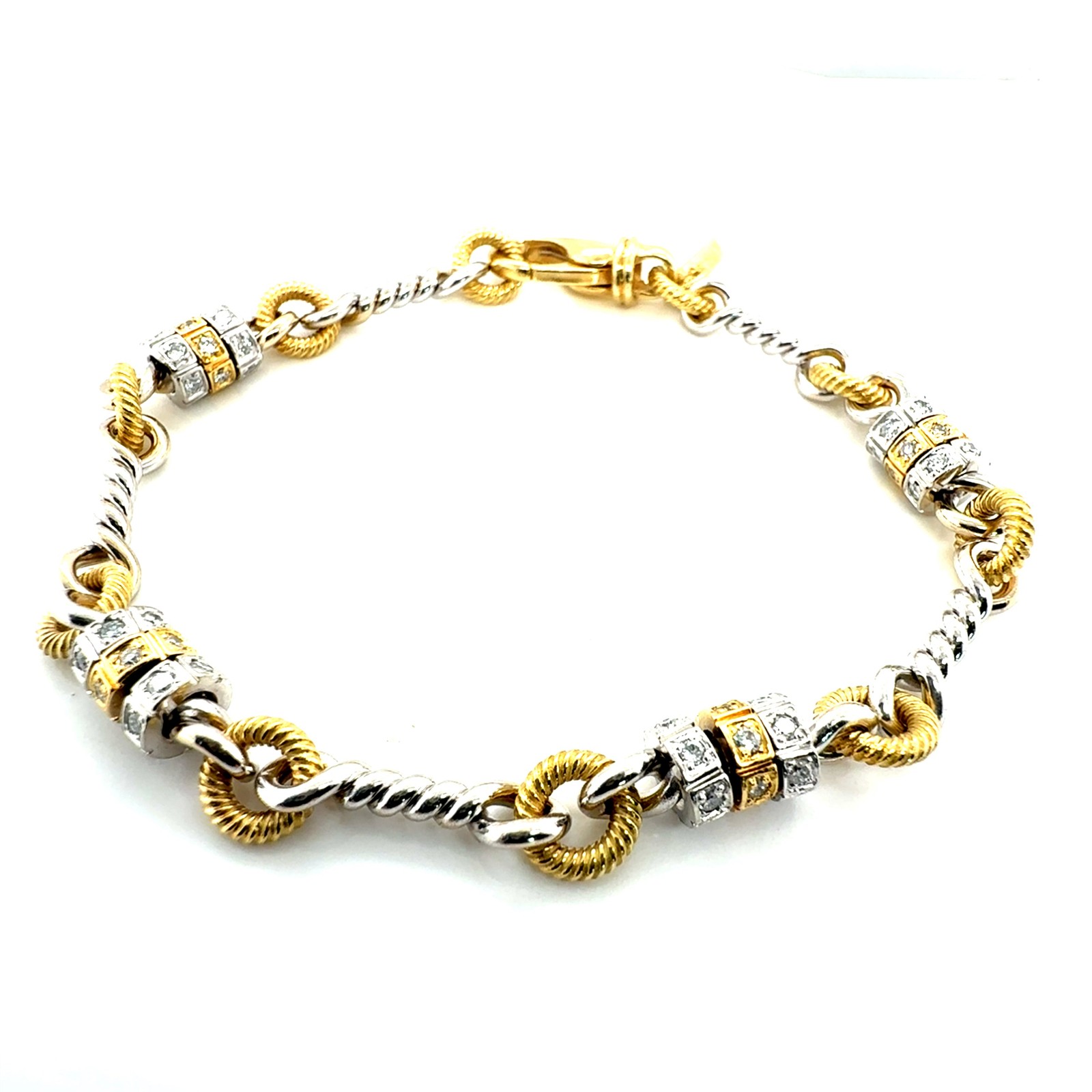 Retro Platinum and Yellow Gold 0.70 Carat Natural Diamond Bracelet by Pepi