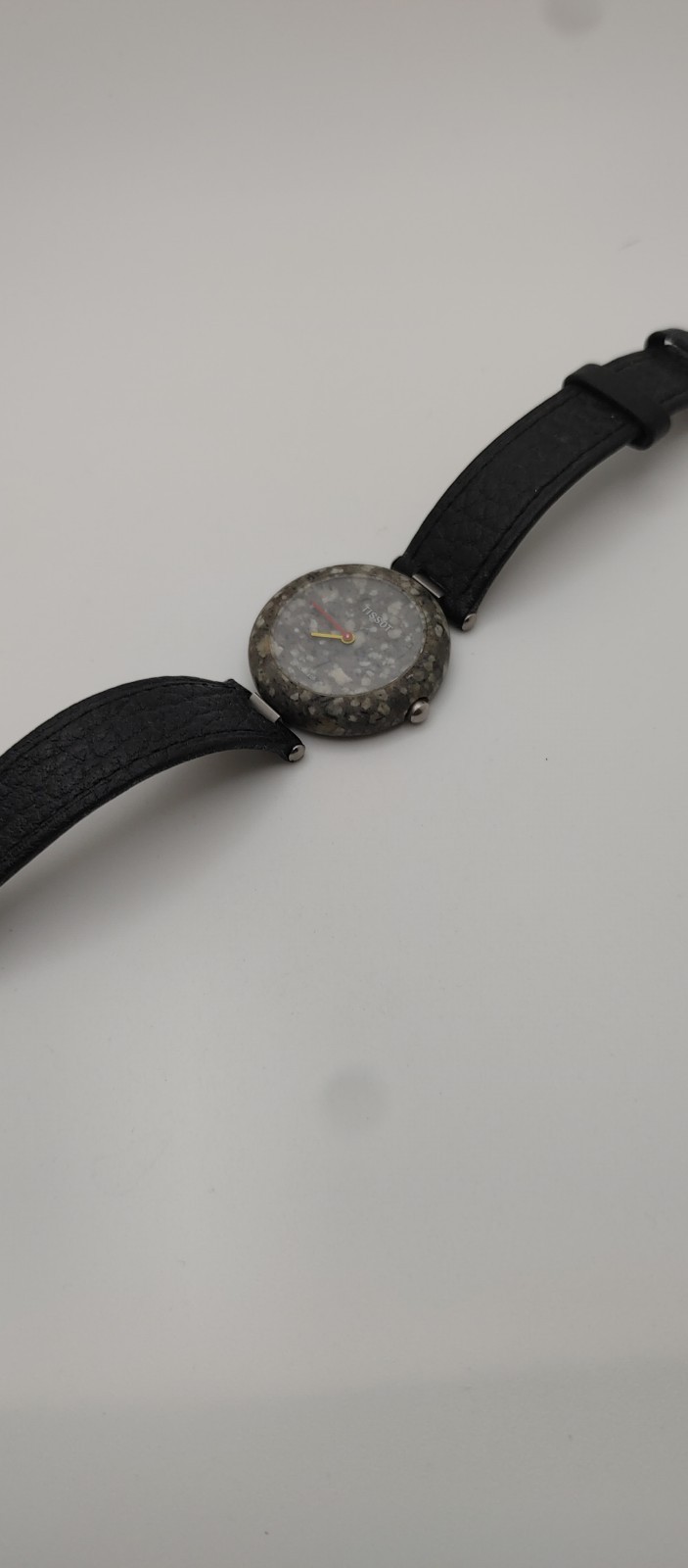Tissot RockWatch Swiss Made Quartz Stone Case Gray Dial Black Leather 29mm