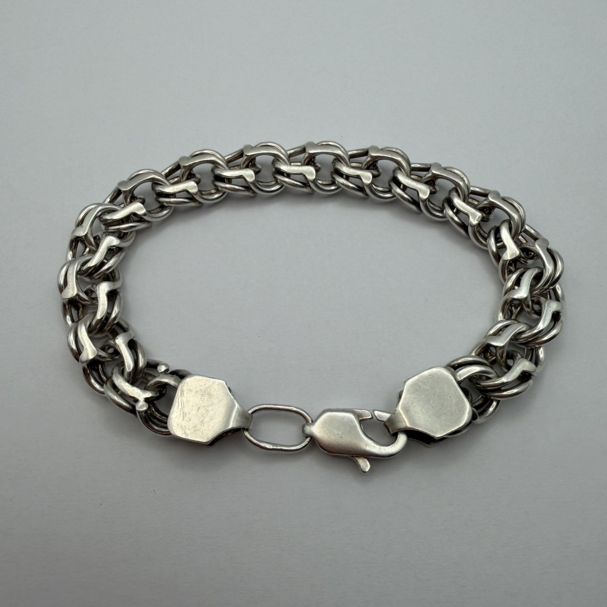 Vintage Heavy Sterling Silver Bismarck Bracelet Handmade Men’s Oxidized 20cm