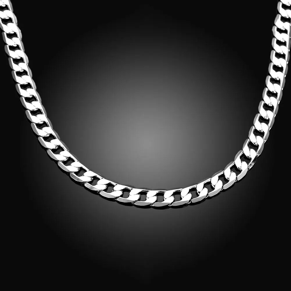 925 Sterling Silver Necklace high quality Jewelry 16-30 inches 8MM necklace