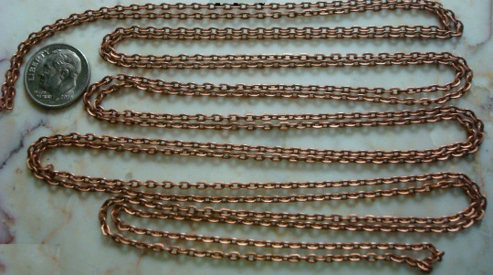 6 feet Copper plated 3x2mm flat cable link bead chain 12 links per inch PCH036B