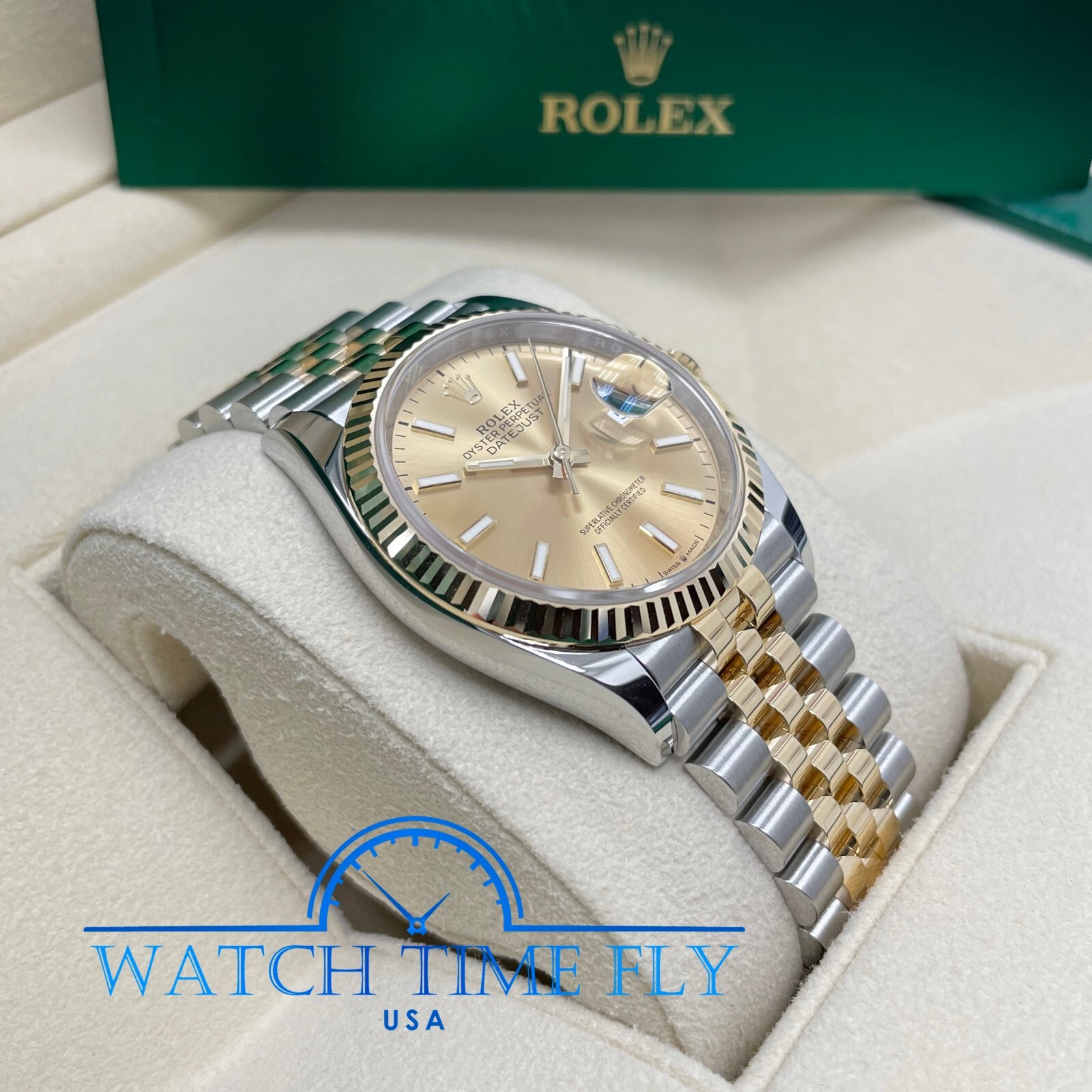 Rolex 2022 Datejust 36mm 126233 Two-Tone Steel/Yellow Gold Fluted Champagne Dial