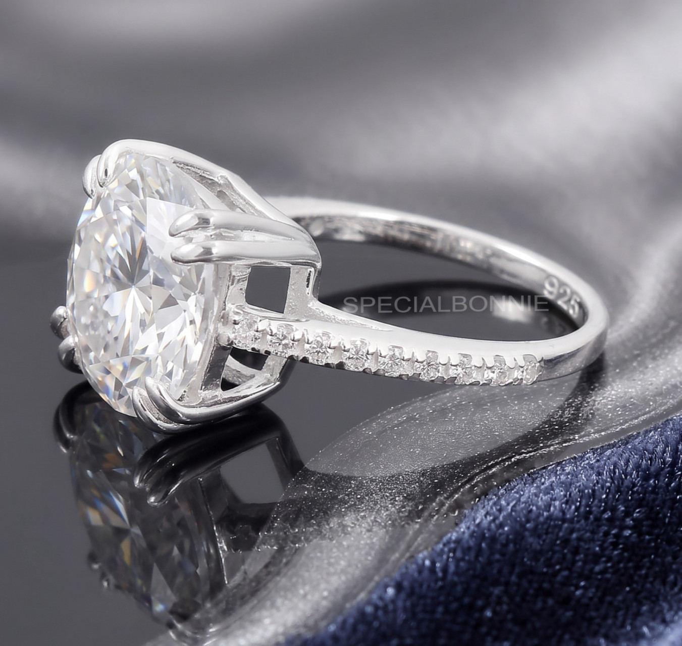 Amazing 6.00 Ct Certified White Diamond Ring, Great Luster-FREE Diamond Studs