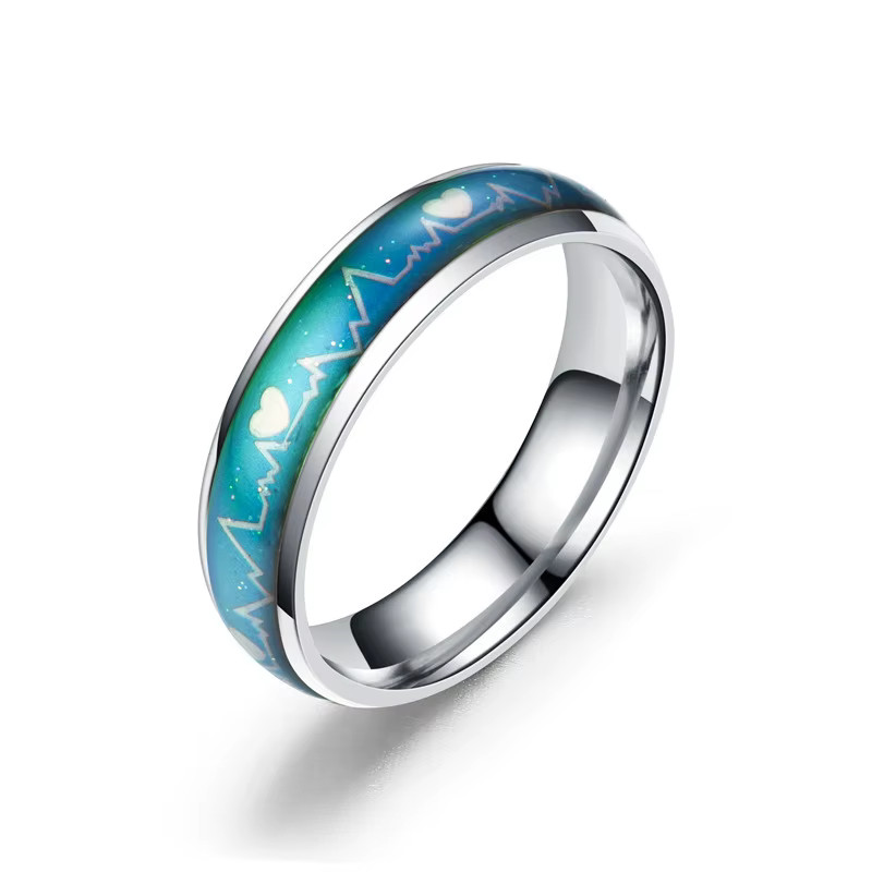 Stainless Steel Non-Tarnish Color Changing Mood Ring Temperature Women Men R47