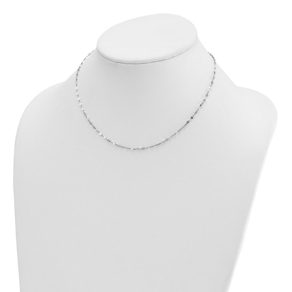 14K White Gold Rhodium-plated Polished 2.0mm Fancy Link Chain Necklace 16″