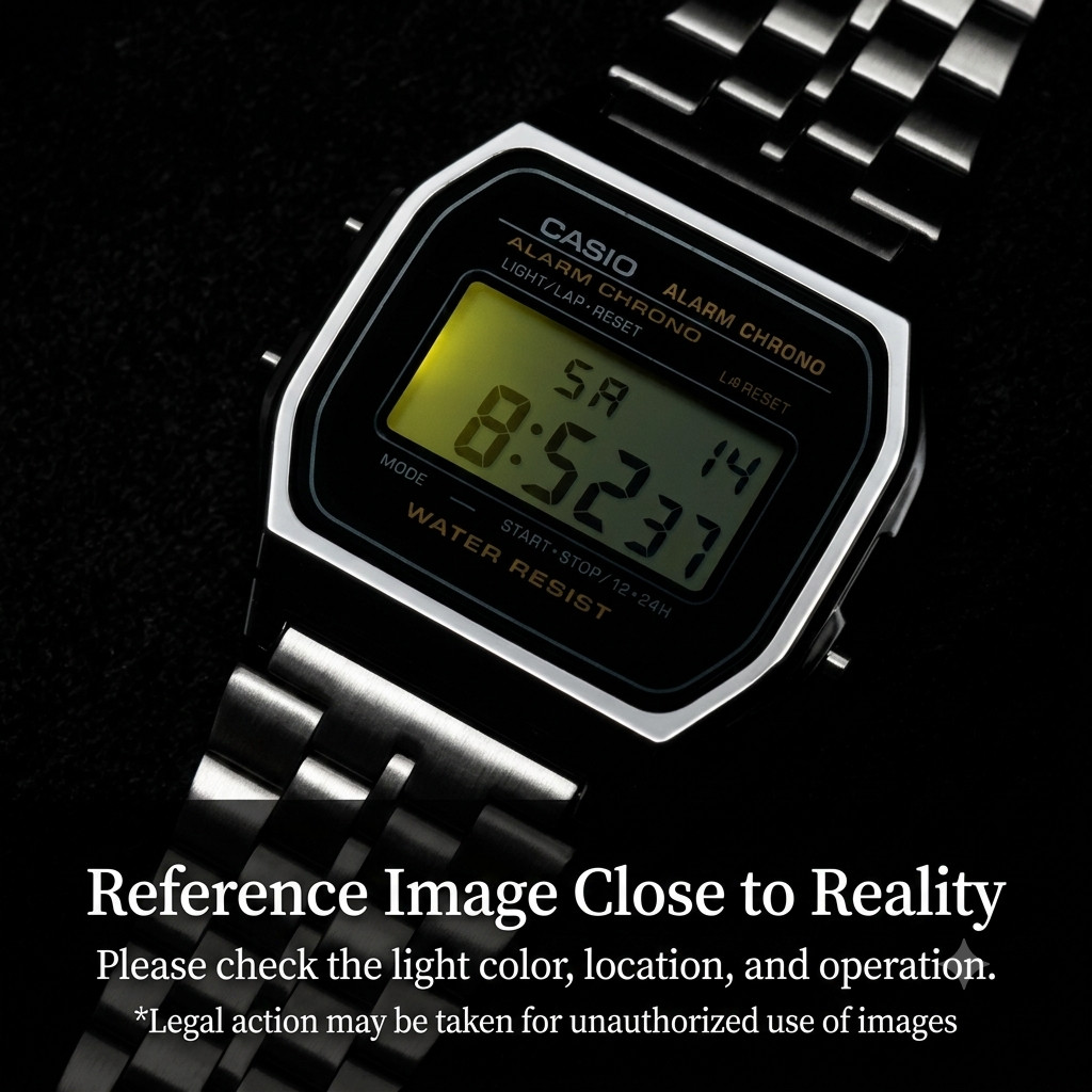 Casio A159WA-N1 Vintage Digital Watch Silver Stainless Steel Alarm Stopwatch
