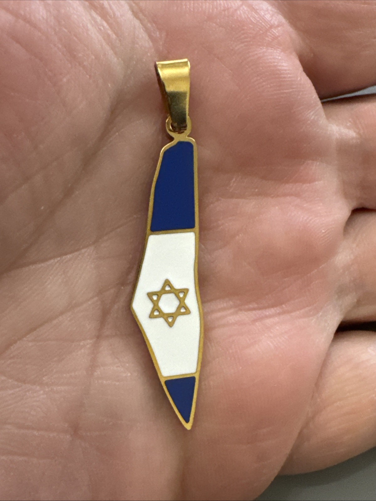 Map Of Israel Pendant Jewish Stainless Steel Gold Tone 18” Necklace Unisex