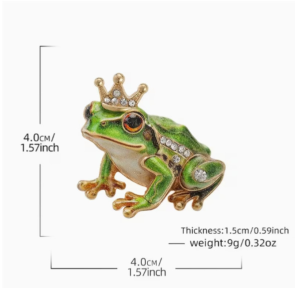 BROOCH-Crown MULTICOLOR Frog Enamel Brooch, Inlaid Rhinestone