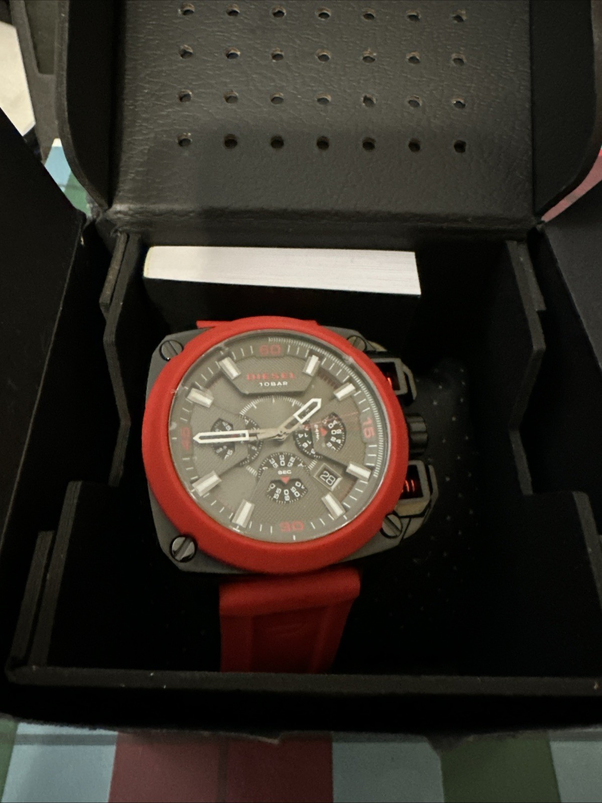 NEW DIESEL BAMF Red Chronograph Oversized Watch DZ7368