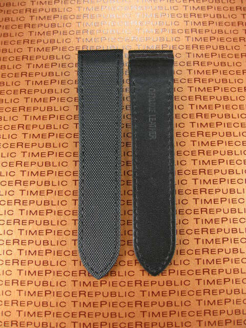 24.5mm Black Leather Strap Fabric Watch Band CARTIER SANTOS 100 Chronograph C
