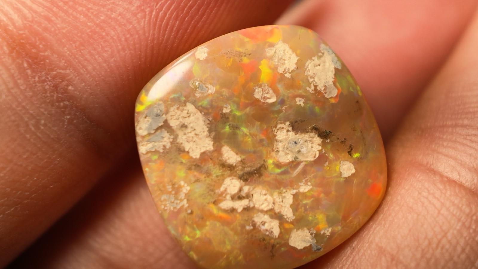 Natural Orange Opal 13.93 Ct Square Cabochon Play of Color 18.11×17.97mm IGTL