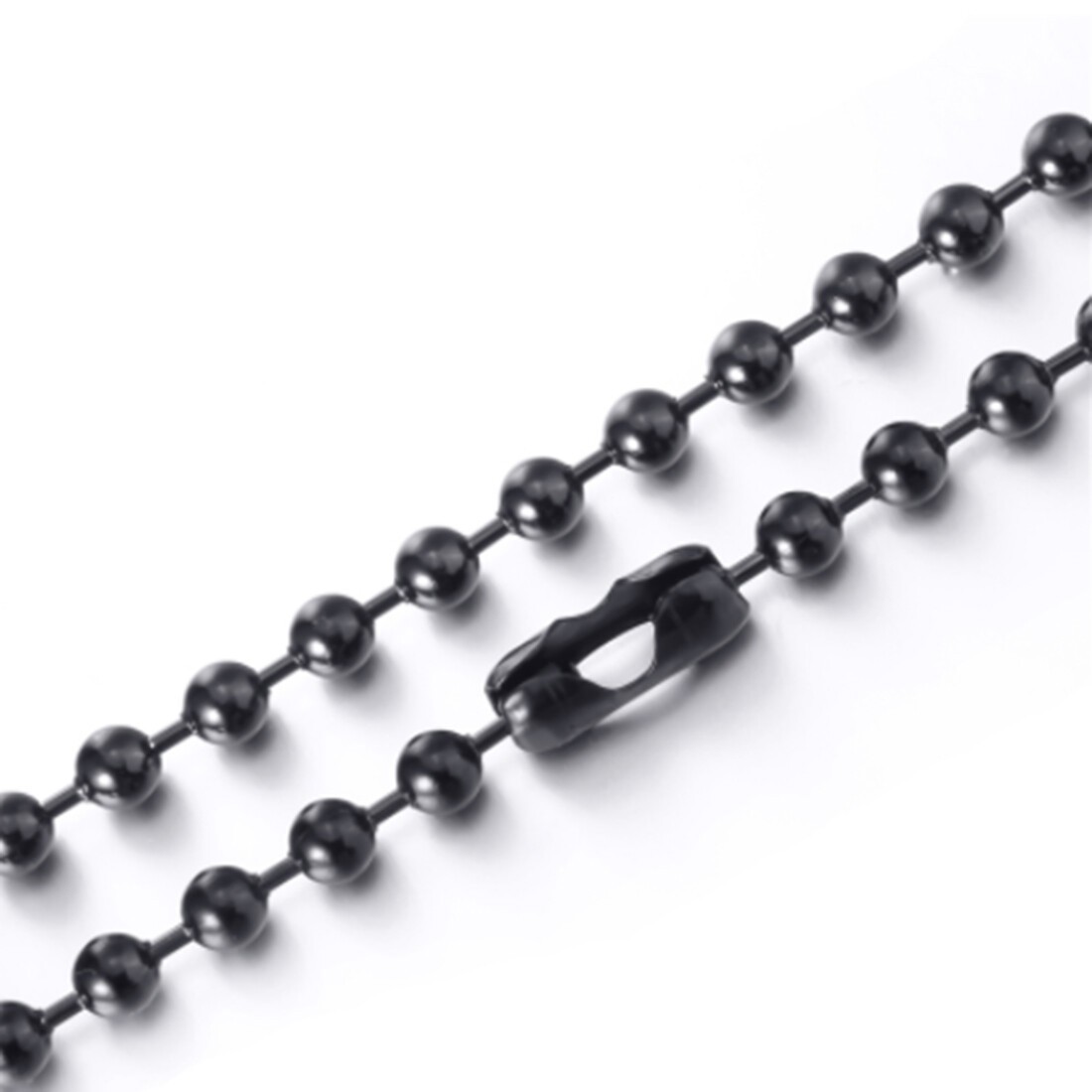 1.5-12mm Men Stainless Steel Round Ball Bead Chain Black Necklace Bracelet Link
