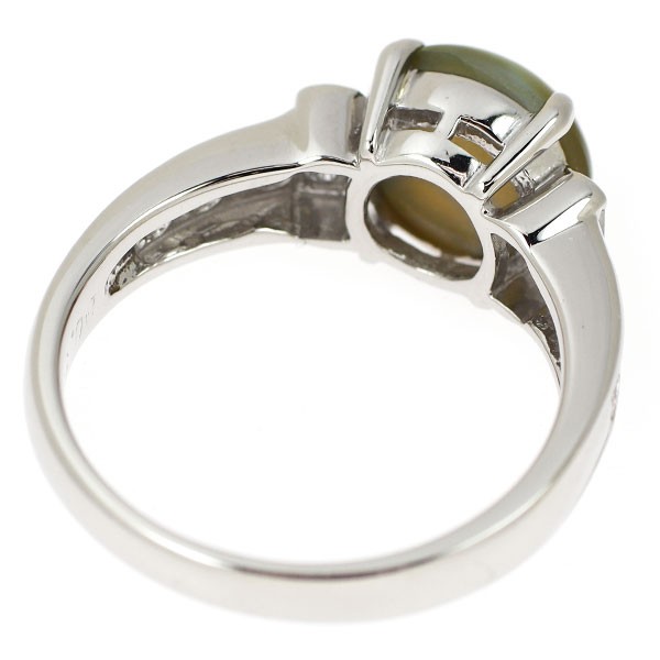 Pt900 Chrysoberyl Cat’s Eye Diamond Ring 3.29ct D0.58ct – Auth free shipping fro