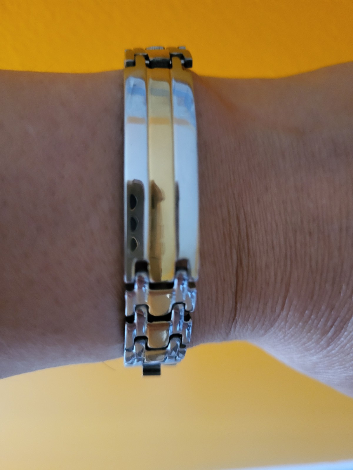 Gold- Silver toned stainless steel bracelet