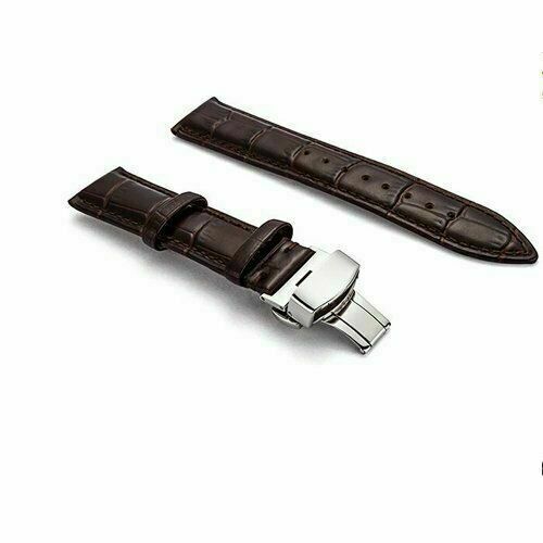 18-24MM Replacement Genuine Leather Watch Band Wrist Strap Kit Butterfly Buckle