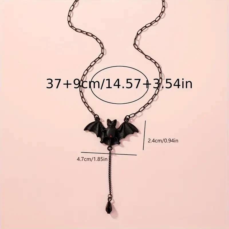 Gothic Black Bat Pendant Necklace Fashion Jewelry Halloween Party Gift New
