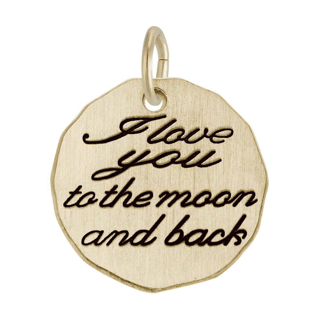 Black Enamel I Love You To The Moon Charm Rembrandt 10K or 14K Gold or925 Silver