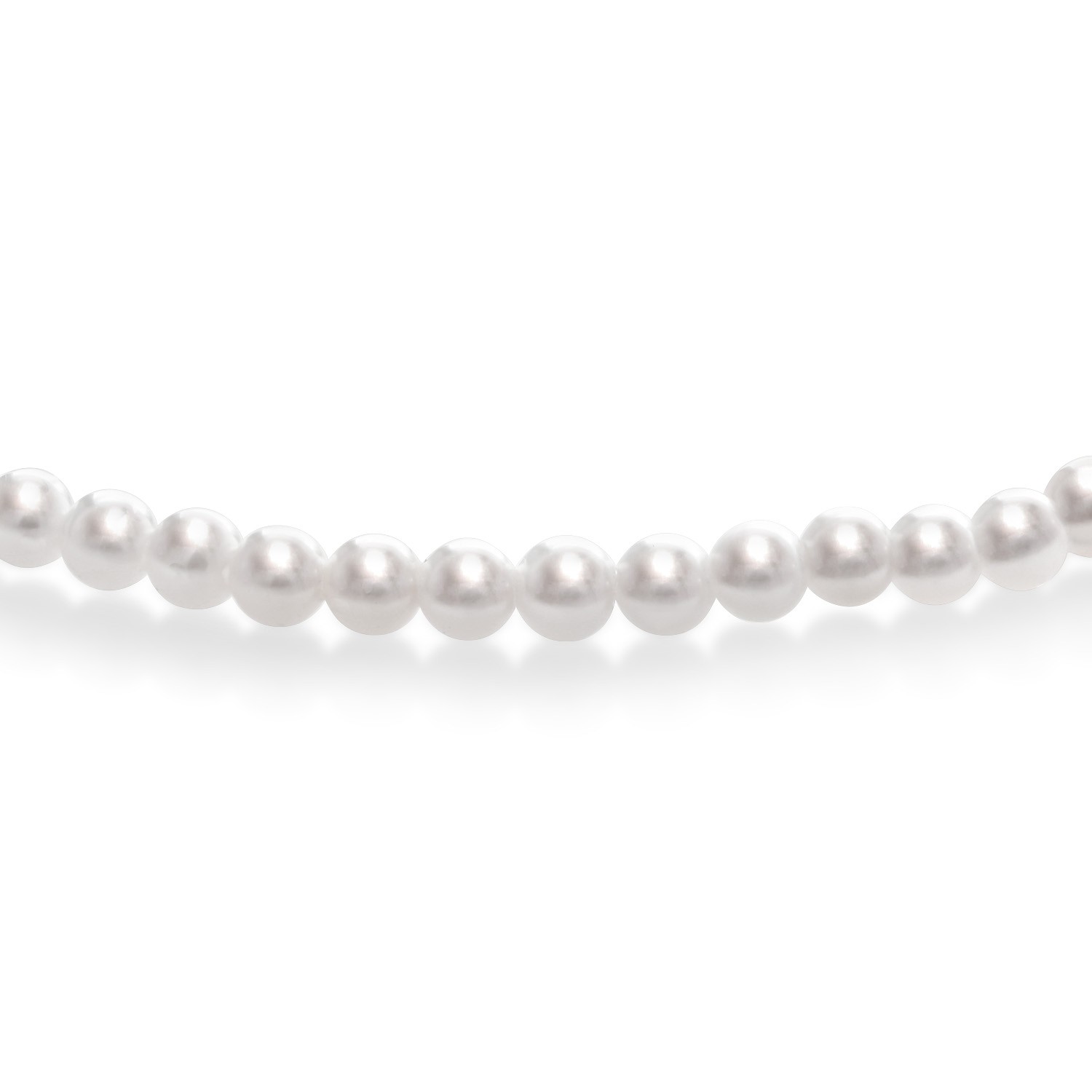 4.3MM White Shell Pearl Strand Necklace | With 925 Sterling Silver Extension