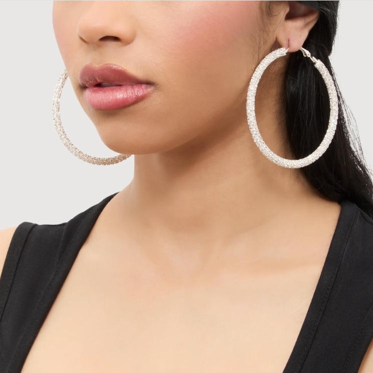 1pcs Boho Big Full Crystal Circle Hoop Earrings Women Party Wedding Accessories