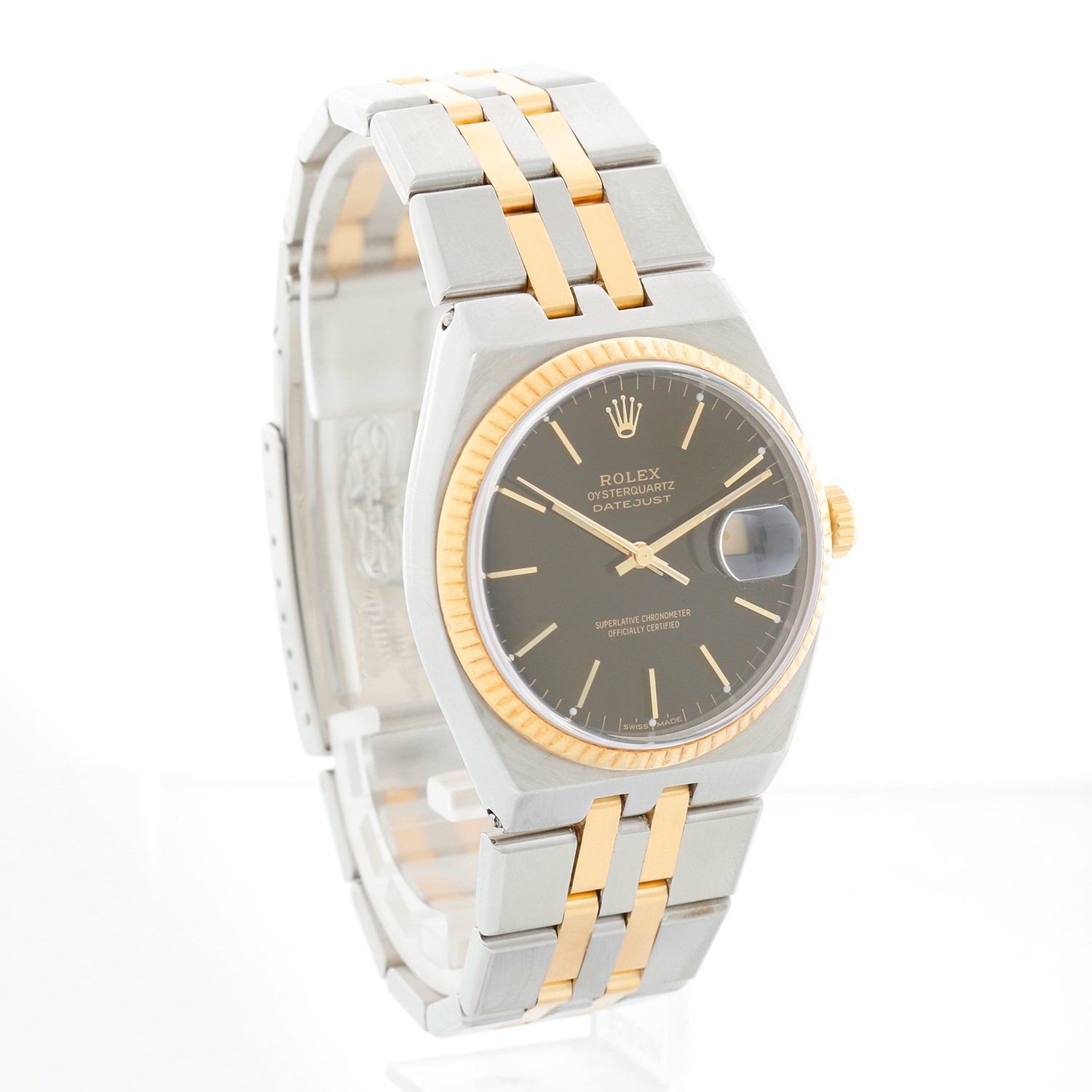 Rolex Oysterquartz 17013 Datejust 2-Tone Men’s Watch Rolex 2 year Warranty Card