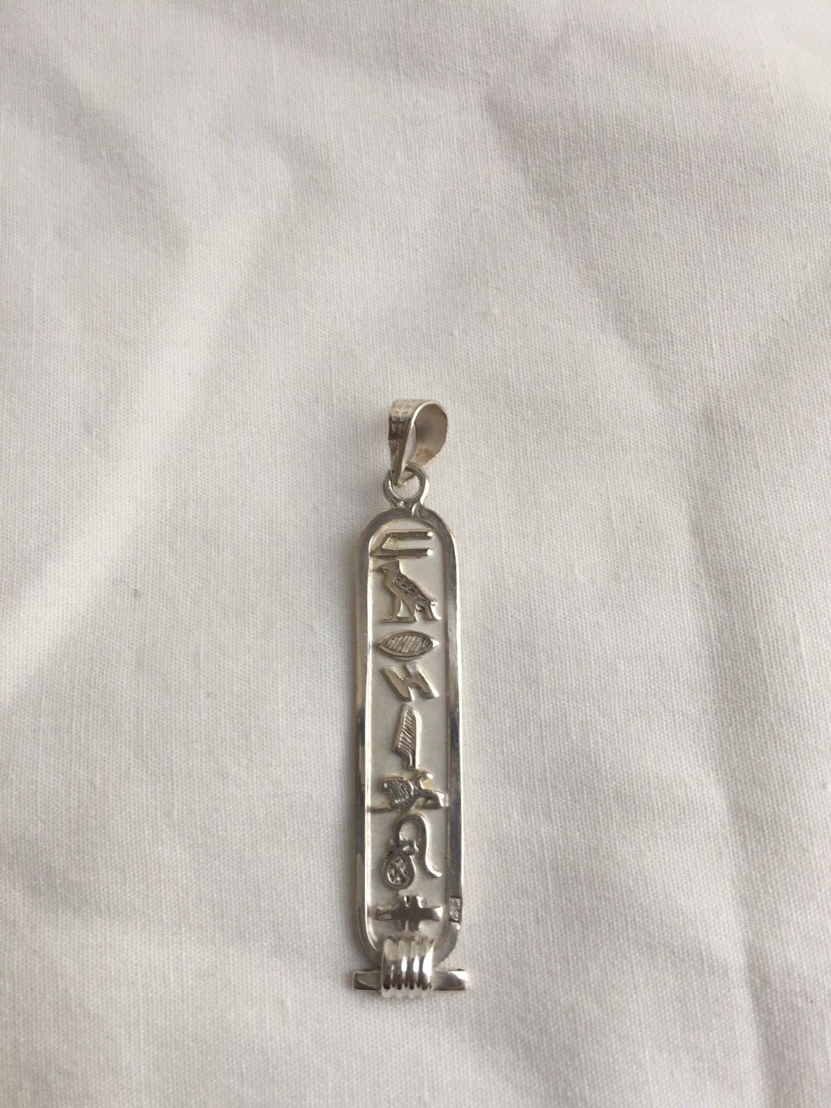 Egyptian Personalized Name Sterling Silver Cartouche In Hieroglyphic 3-9 Letters