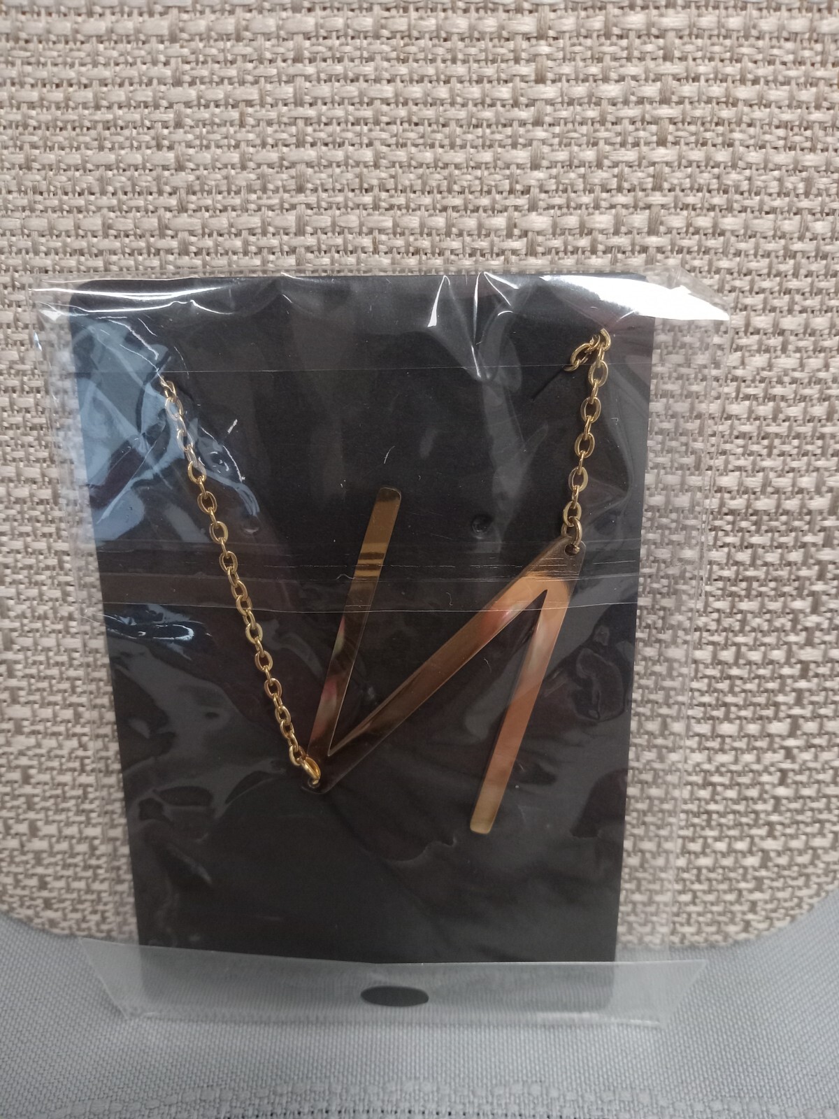 22″ Sideways Initial Letter 18K plated Stainless necklace Gold large charm penda