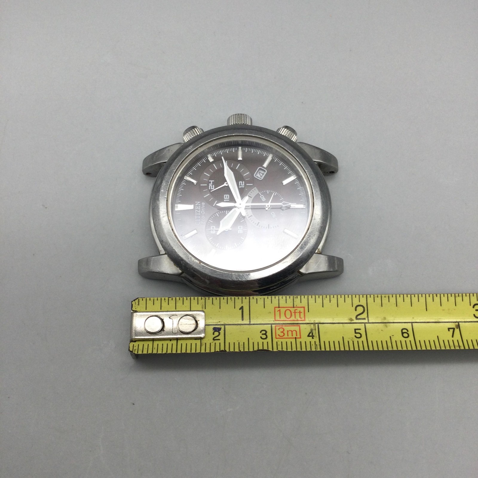 Citizen Eco-Drive H500 Mens Watch 39mm Gray Chronograph Head Only New Capacitor