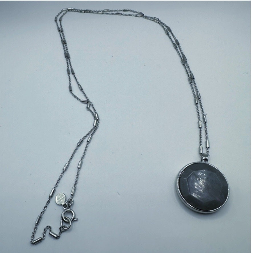 LOFT Silver Chain Purple White Necklace Costume Jewelry Modern Contemporary