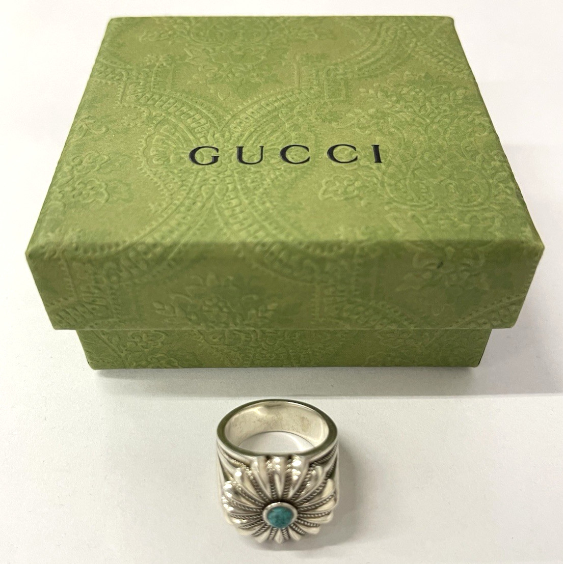 New Gucci Interlock G Flower Ring Sterling Silver 925 Size: 14 ( US 6 3/4)