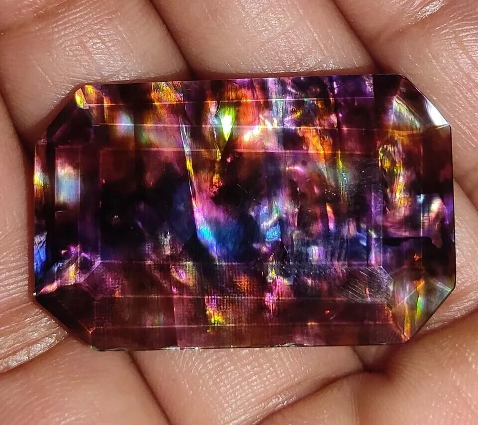 Ammolite Emerald Doublet 46-47 Ct Opal -Like Organic Natural Rare Loose Gemstone