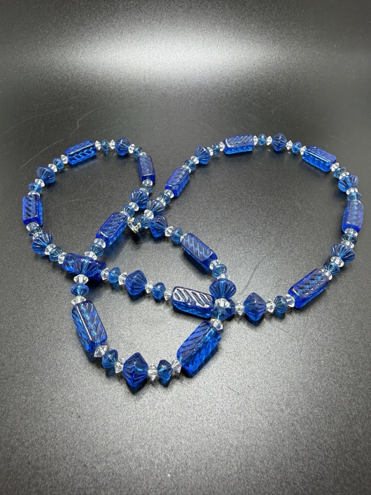 Art Deco Czech Glass Cobalt Blue Necklace