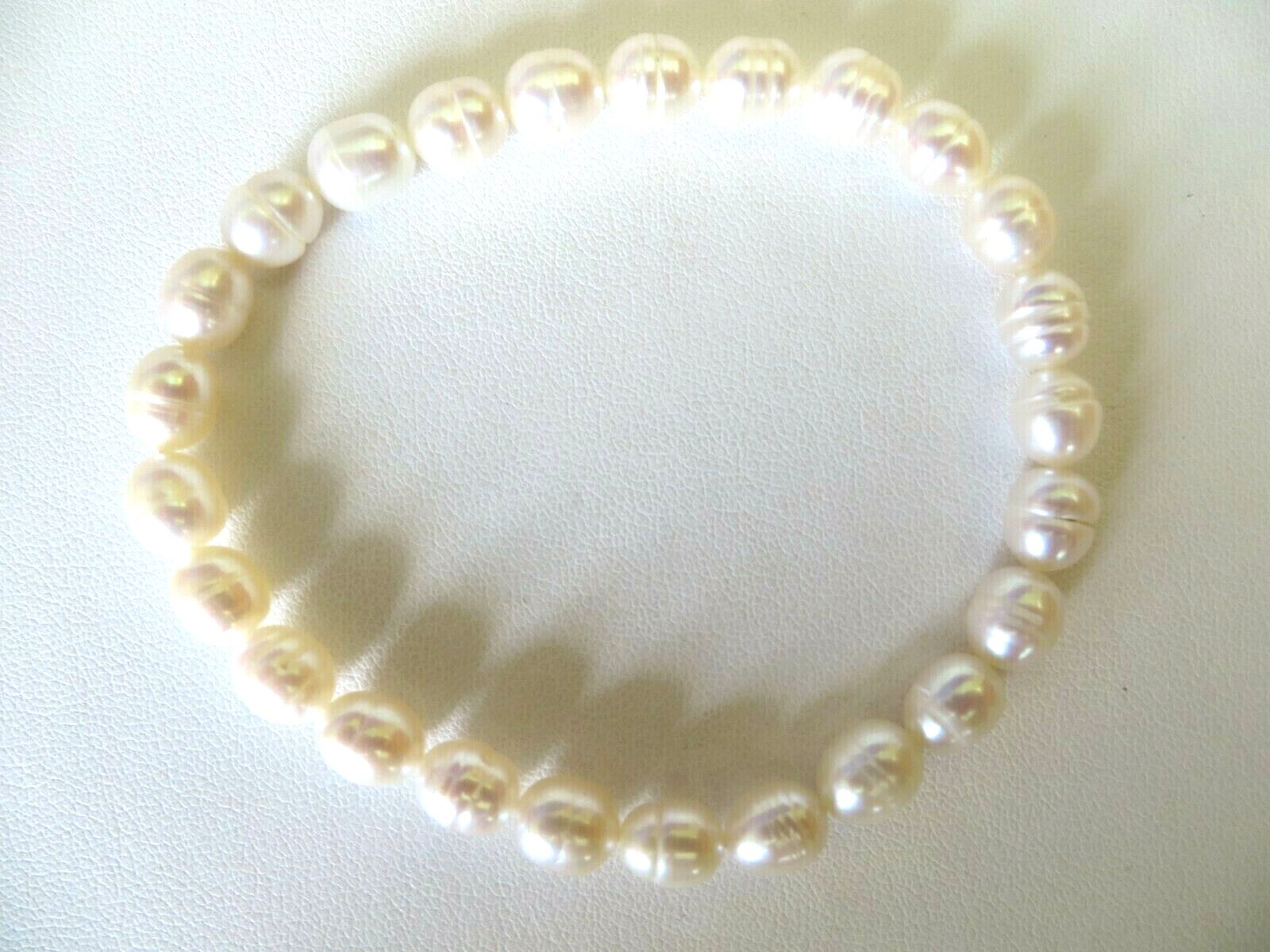 Honora Cultured White Color Pearls Stretch Bracelet 6.40 MM