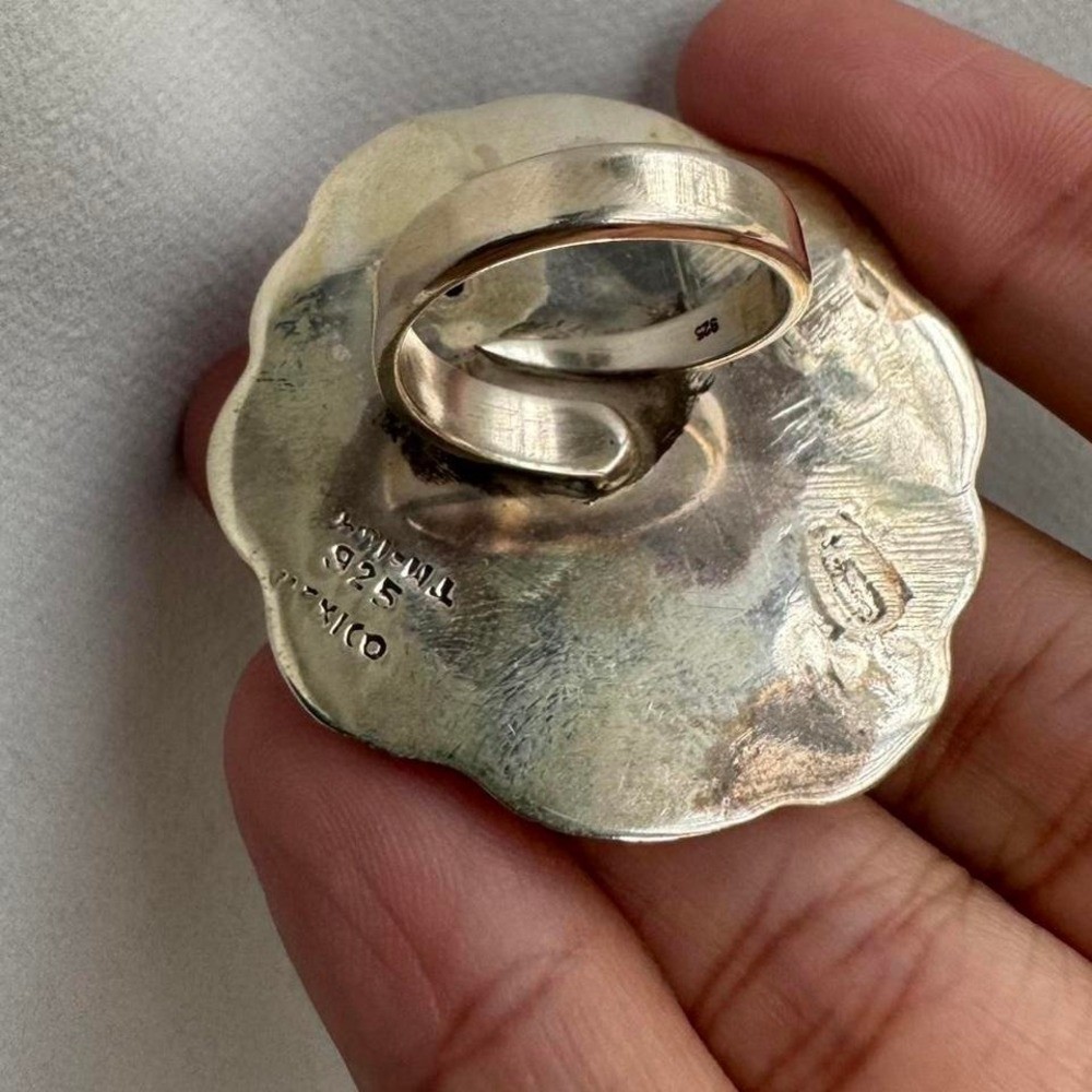 Large Sterling Silver Ring Adjustable 7-9 Taxco Modernist Minimal OOAK Mexico