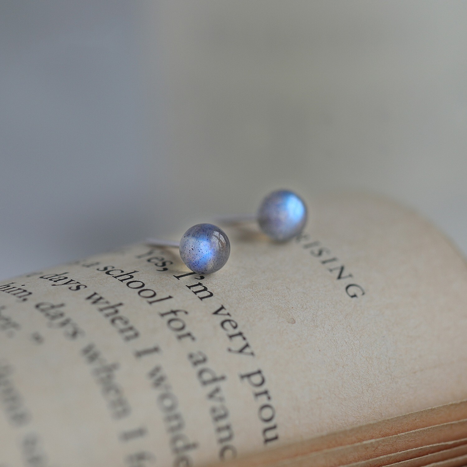 Moonstone Crystal Healing Reiki Balance Calming Minimalist Dainty Stud Earrings