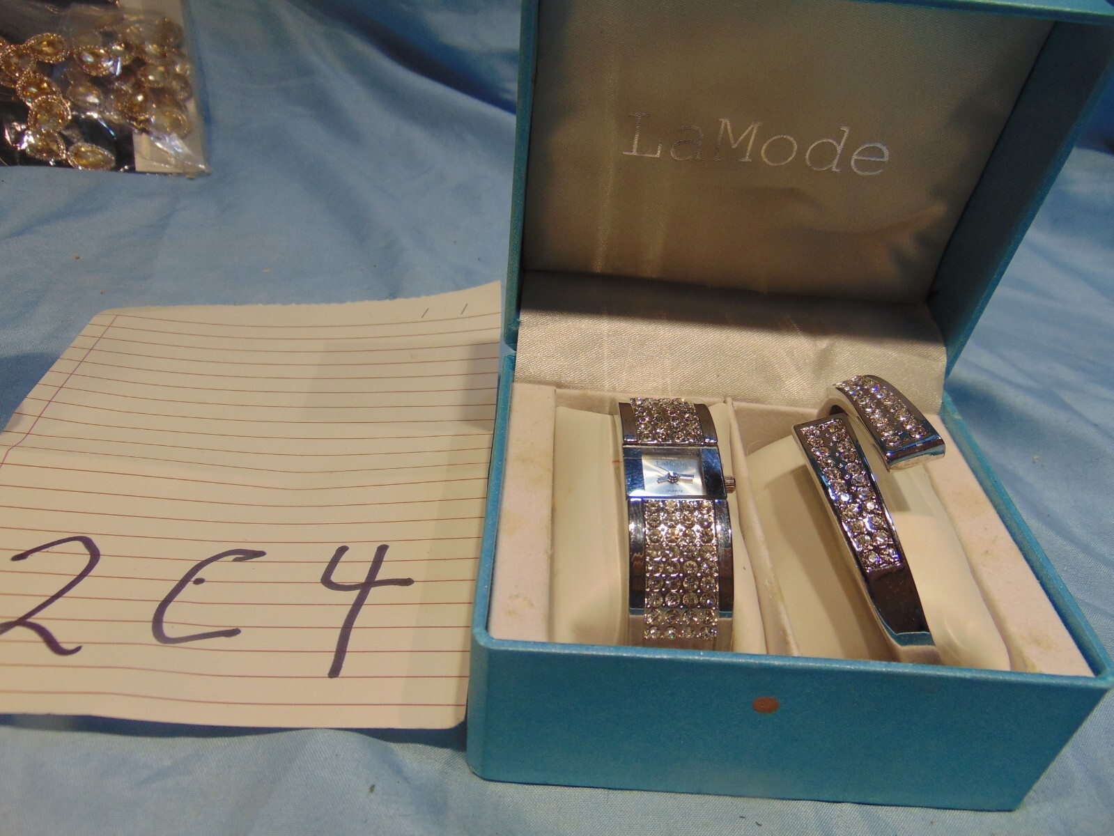 Vintage La Mode Wrist Watch with Bracelet Silver Tone Spring Hold Stainless