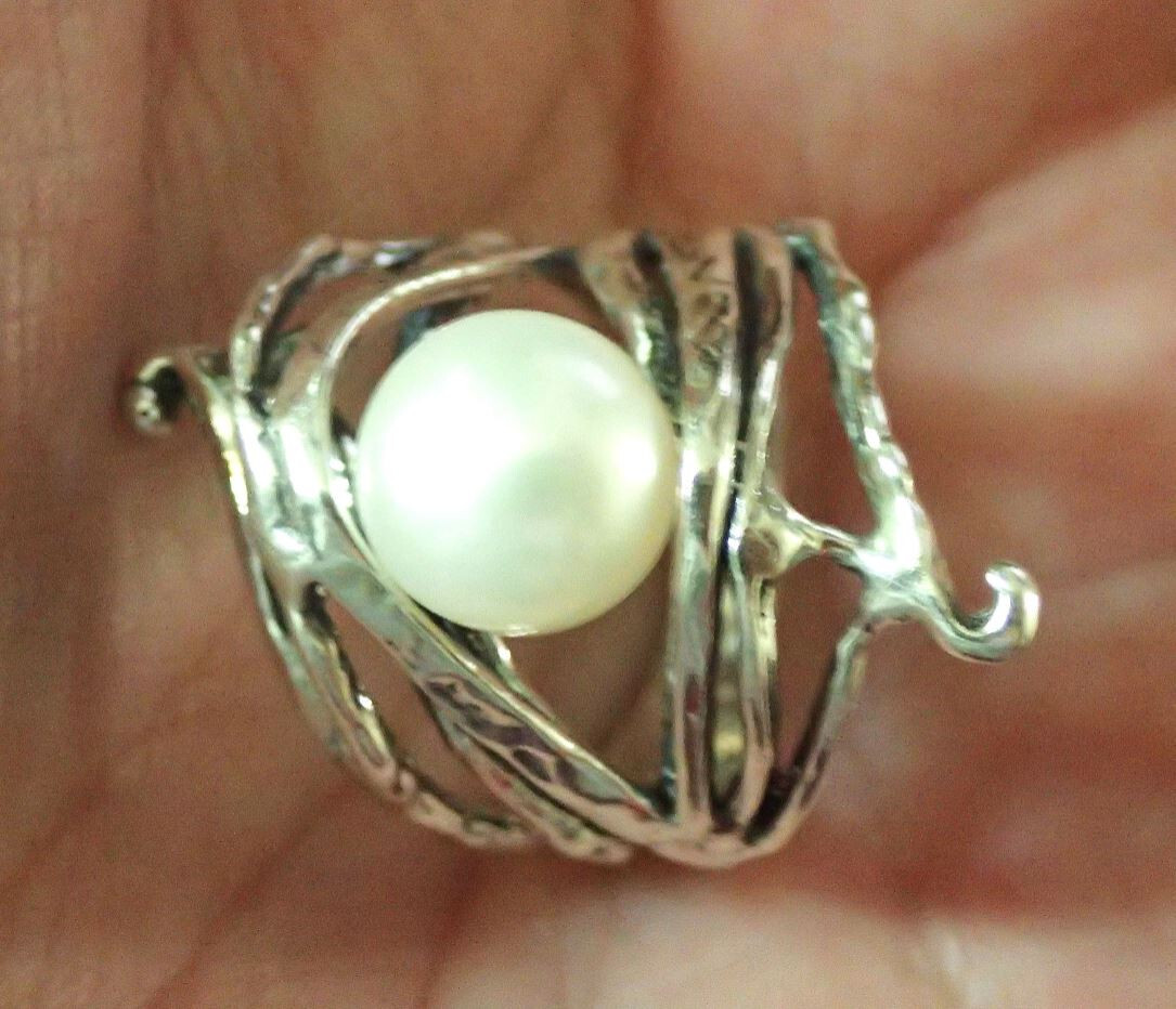 Cultured Pearl in Sterling Silver Ring Size 9.0