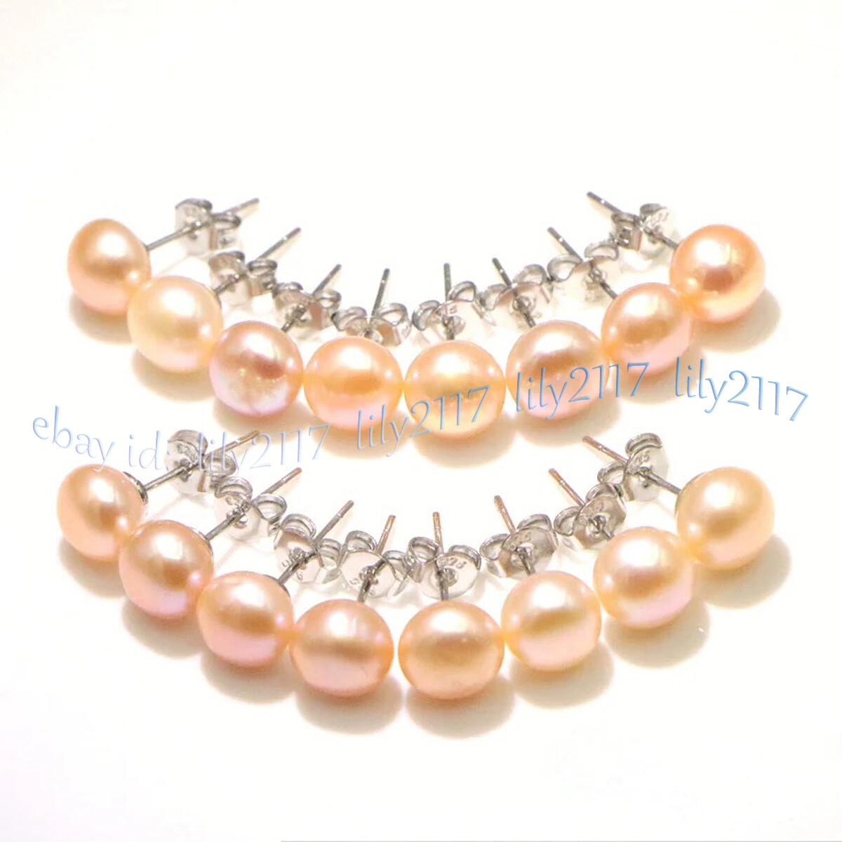Wholesale 8 Pairs Natural Black White Pink Purple Freshwater Pearl Stud Earrings