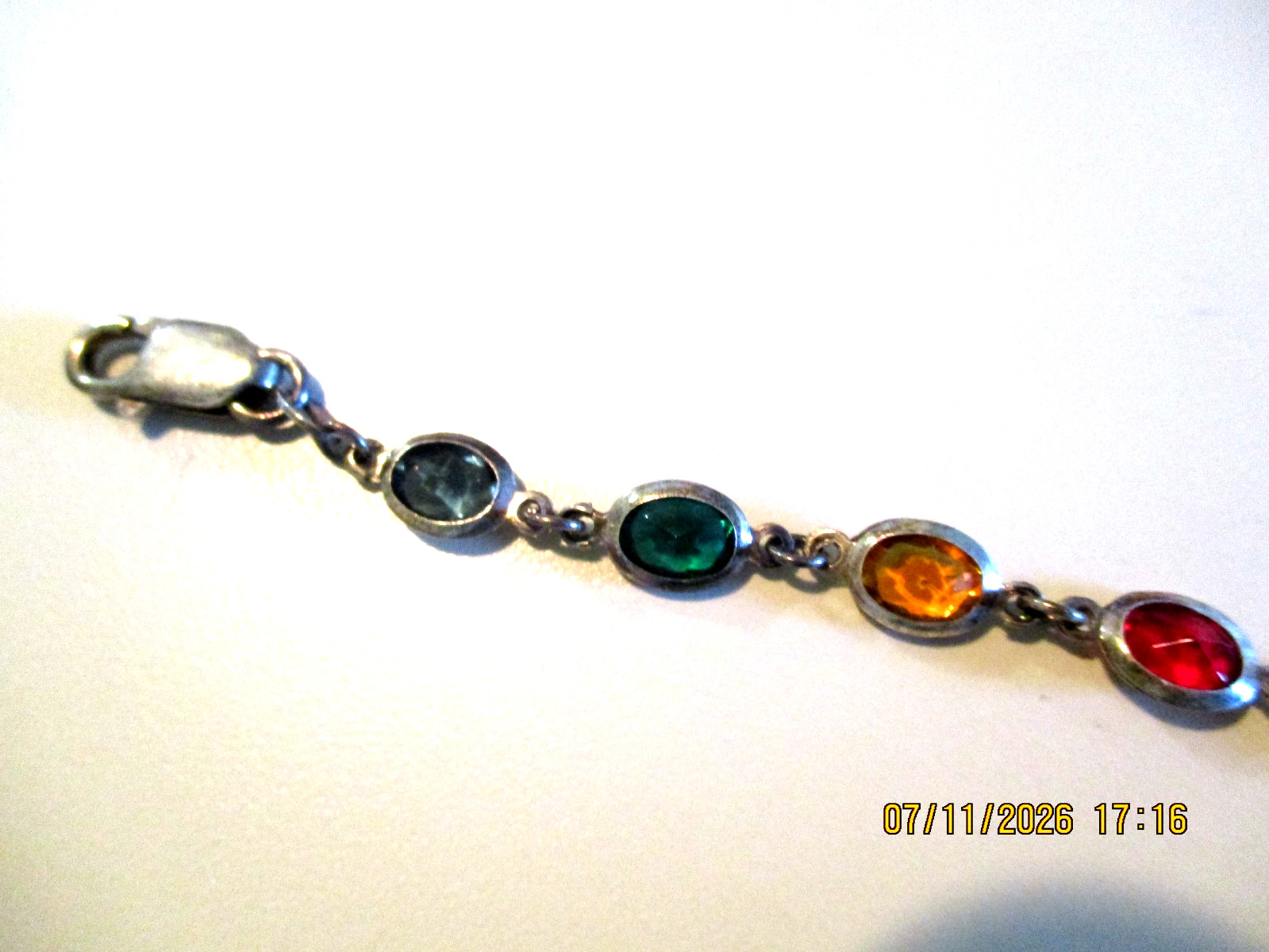 Vintage Milor Tennis Bracelet 925 Sterling Silver Italy Multi Colored Stones