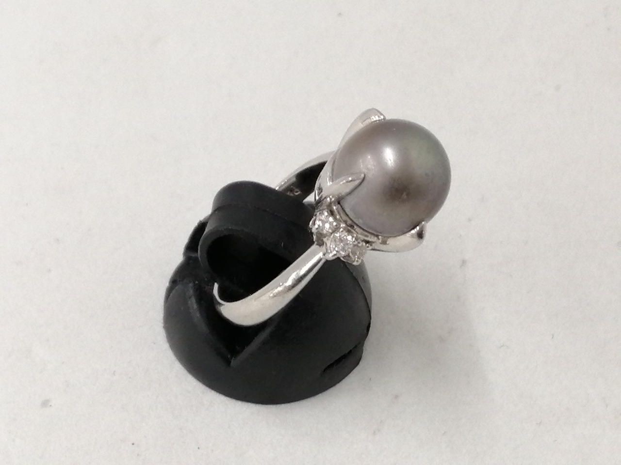 PT900 Ring Size 12 Clear Stone With Grey Used