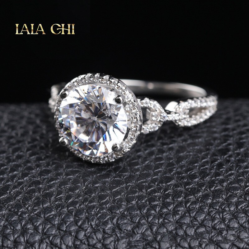 1CT 2CT 3CT Moissanite Engagement Ring VVS1/D Women 925 Sterling Silver Band