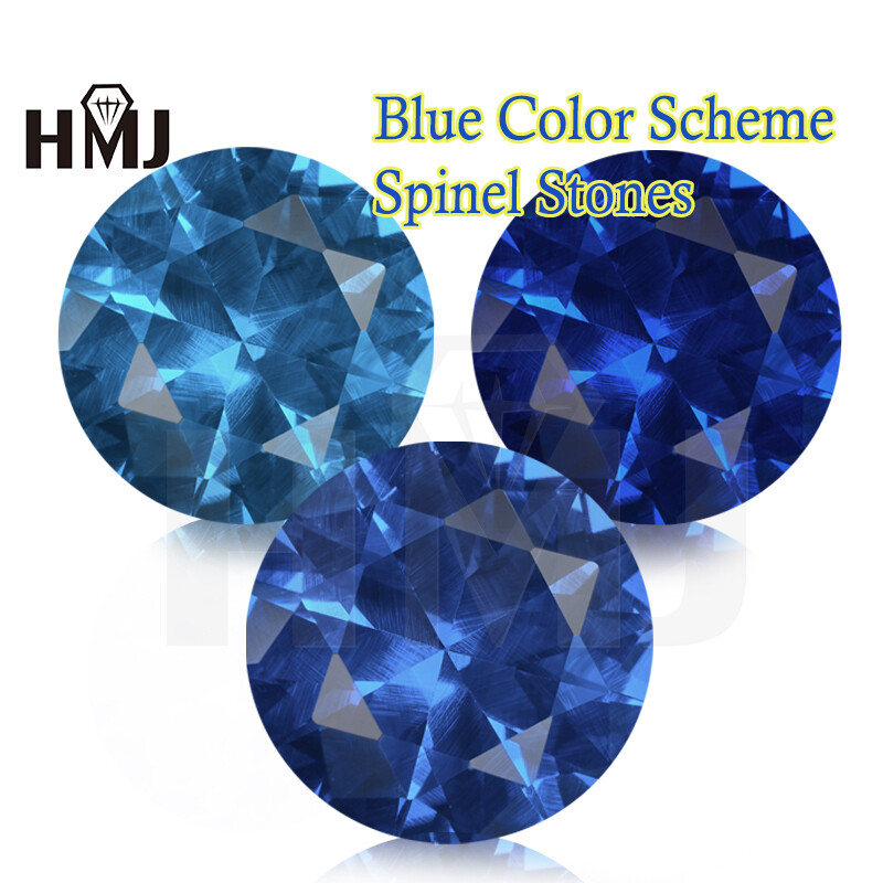 3mm-15mm Blue Natural Flawless Spinel Round Cut Loose Gemstone Certified Jewelry