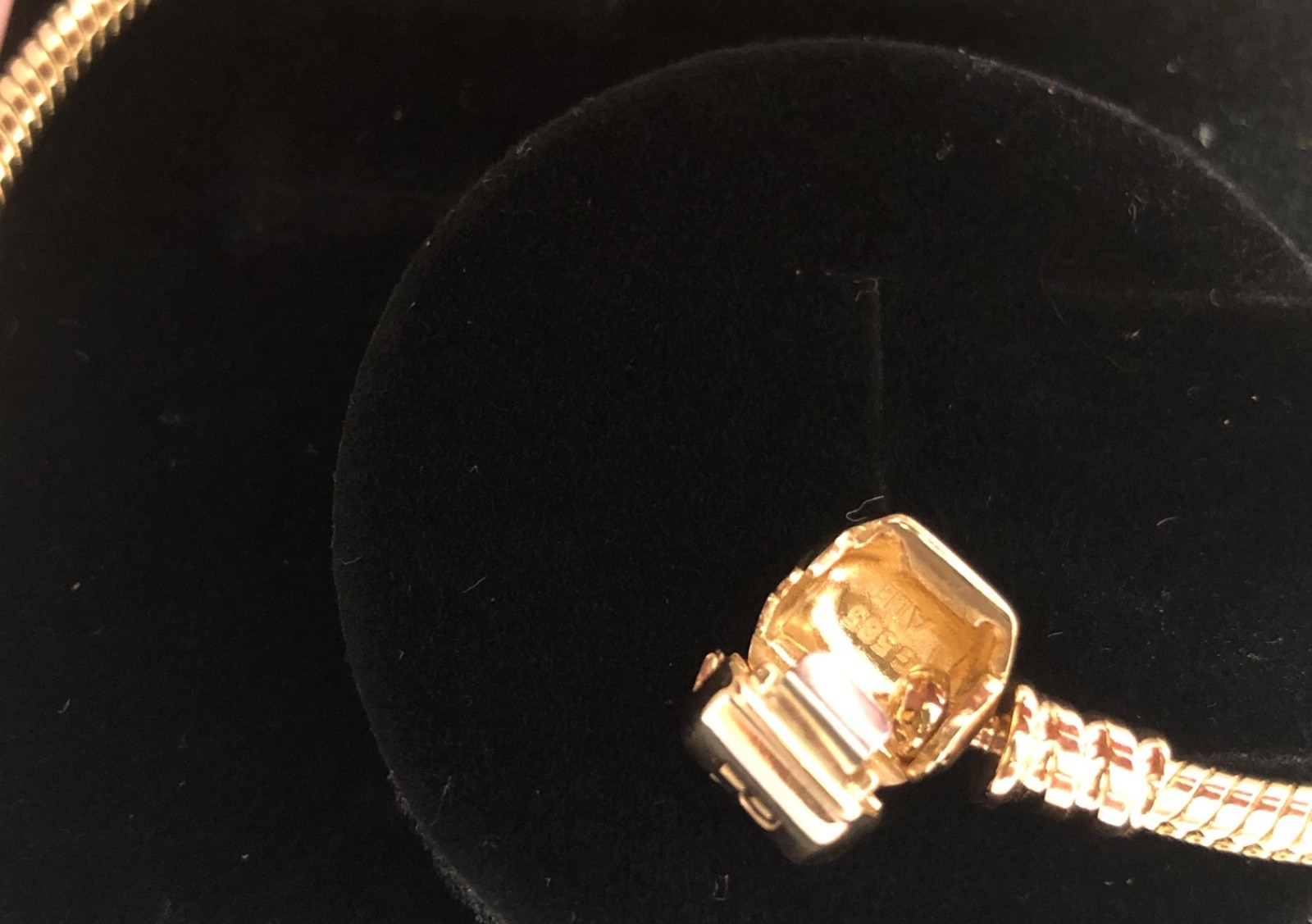 NEW💕 Pandora Moments 14K Solid Gold Barrel Clasp Bracelet 550702 7.5″/19cm