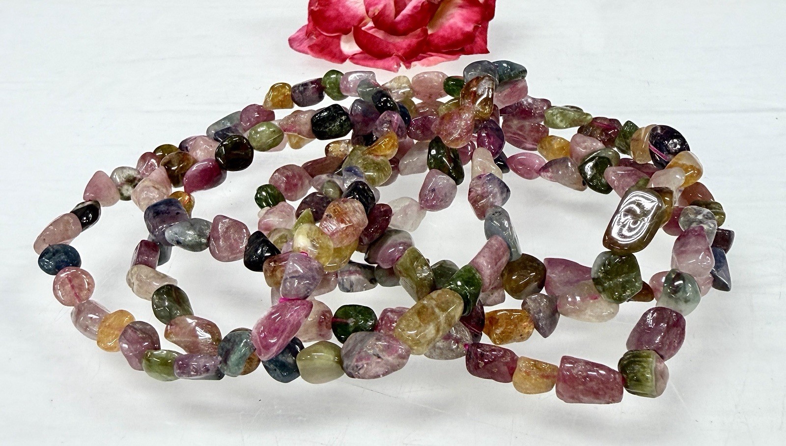 Wholesale 6 Pcs ~6mm Watermelon Tourmaline Tumble Stretch Bracelet Natural