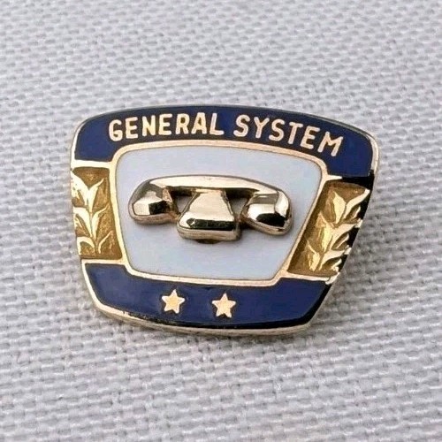 10k Solid Gold 1.96g General System GTE Two Star Service Emblem Telco Pin