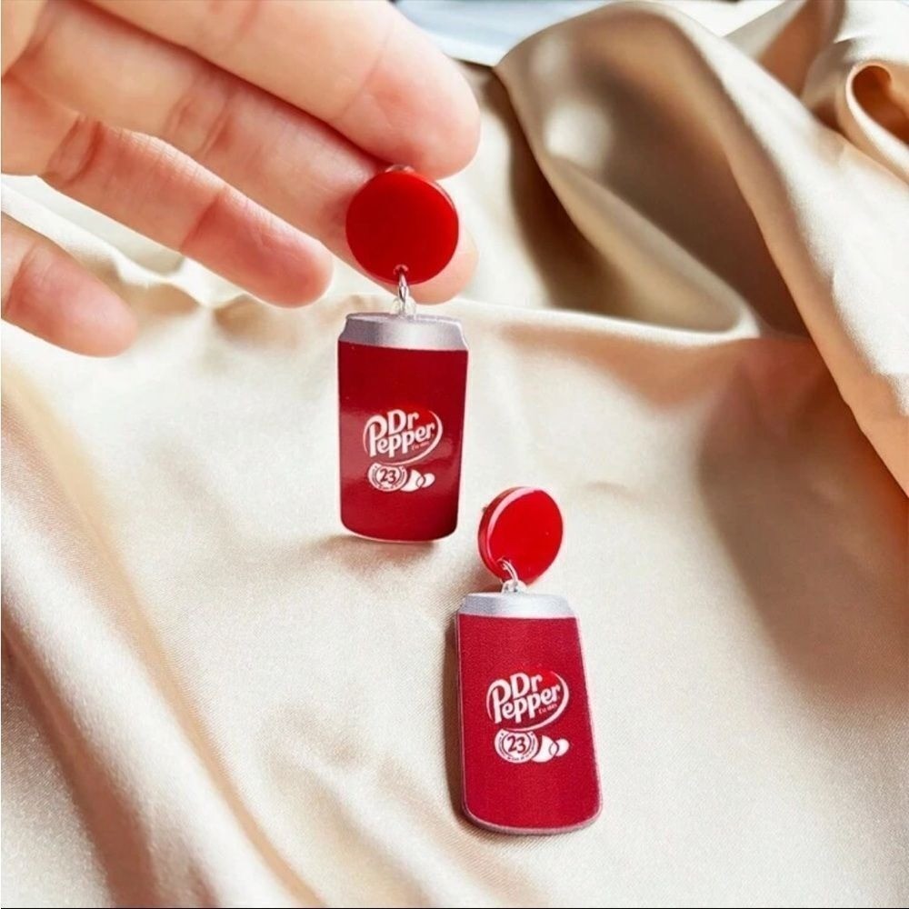 Acrylic Red Dr Pepper Bottle Earrings