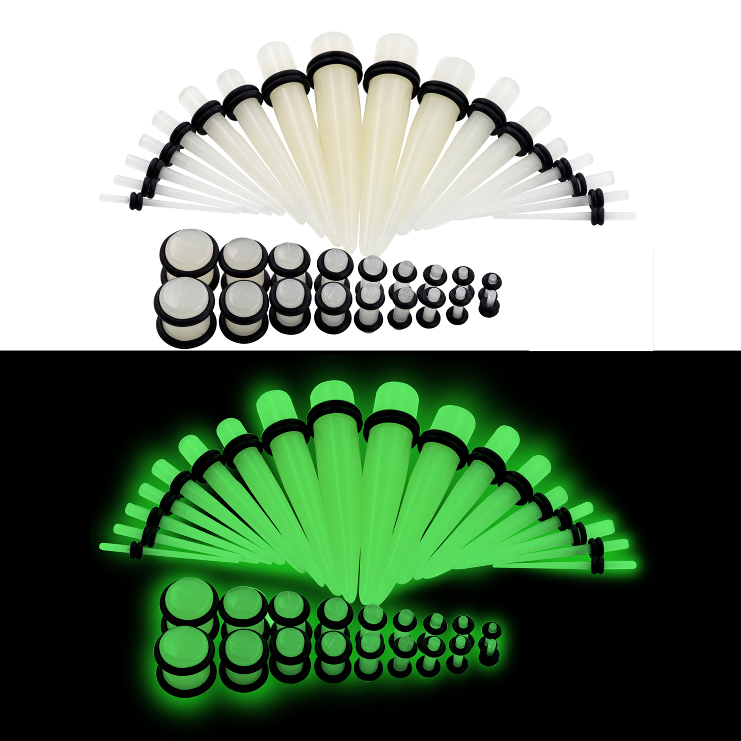 24-36PCS Ear Stretching Kit 14G-00G Acrylic Tapers Plugs Tunnels Gauges Set