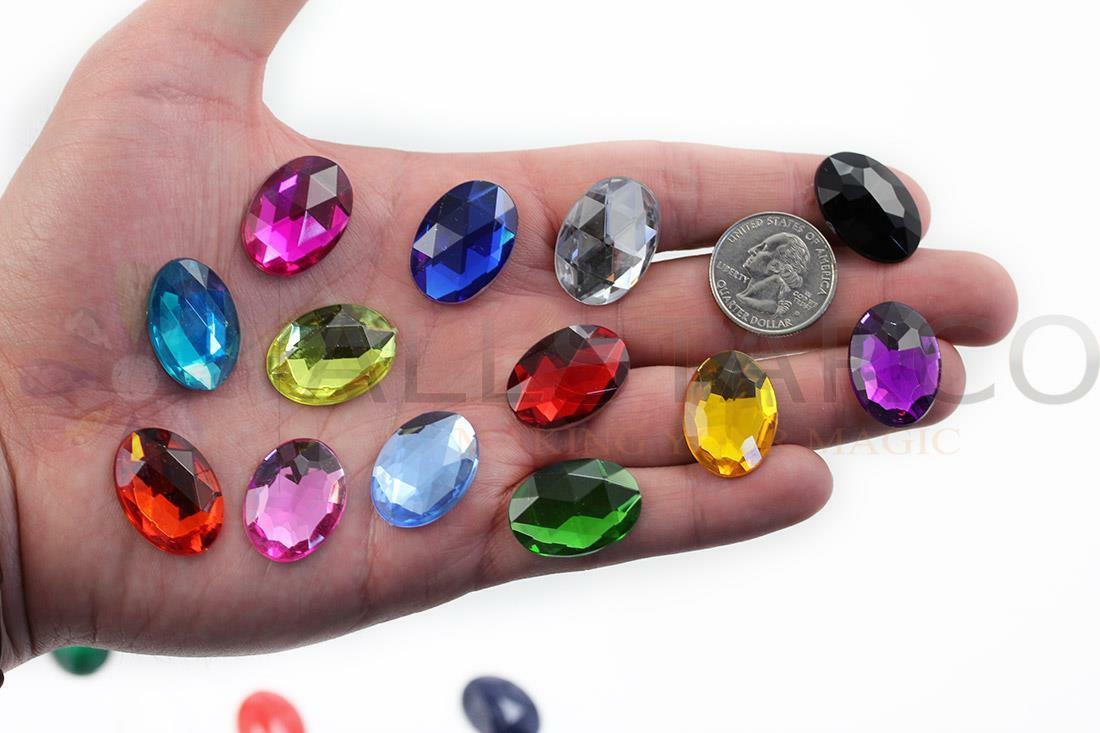 25x18mm Flat Back Oval Acrylic Rhinestones Plastic Costume Gem Craft 20 Pcs